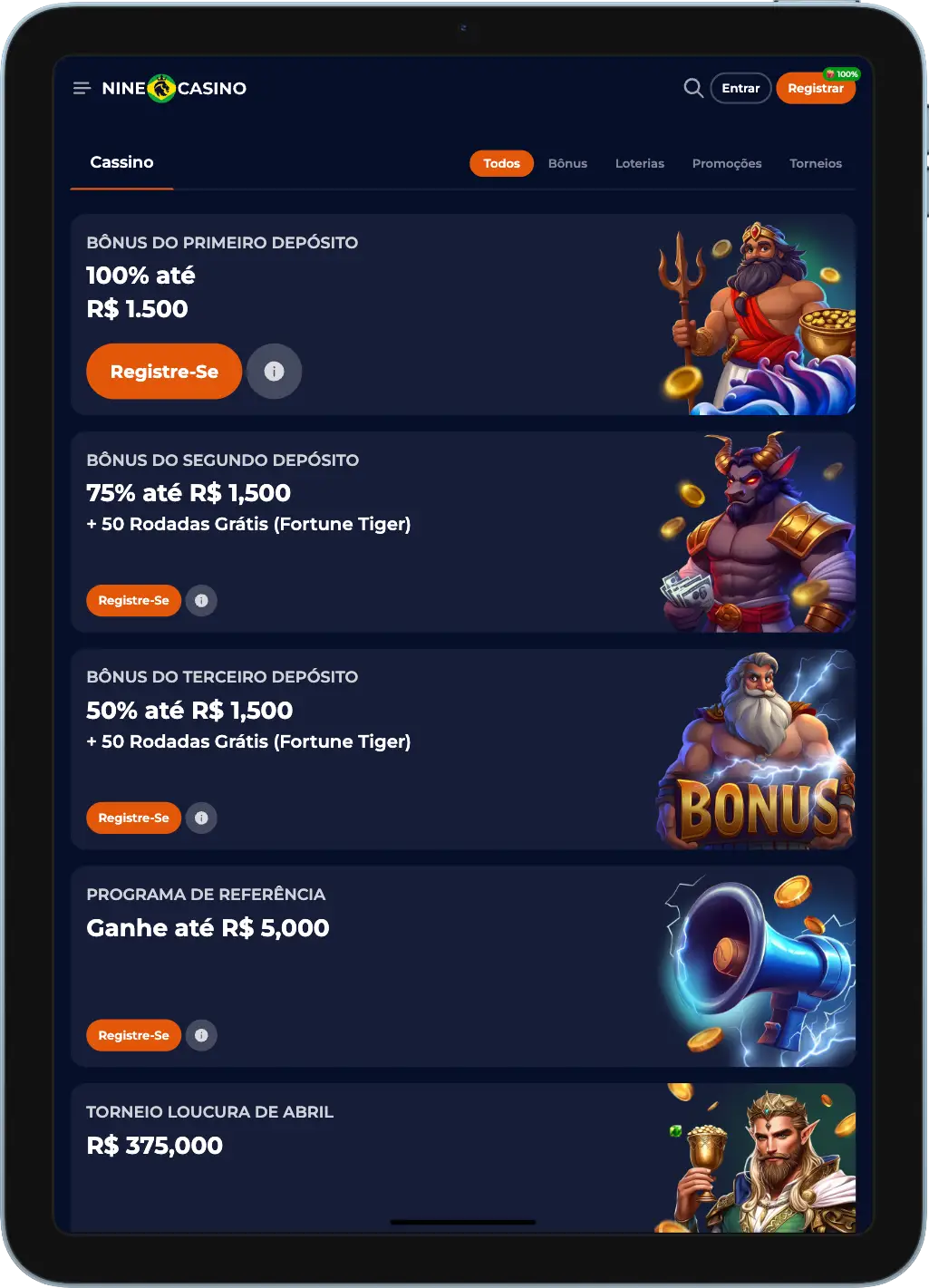 nine casino bônus